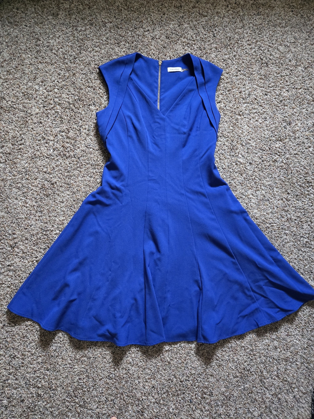 Calvin Klein Royal Blue V-Neck Sheath Dress